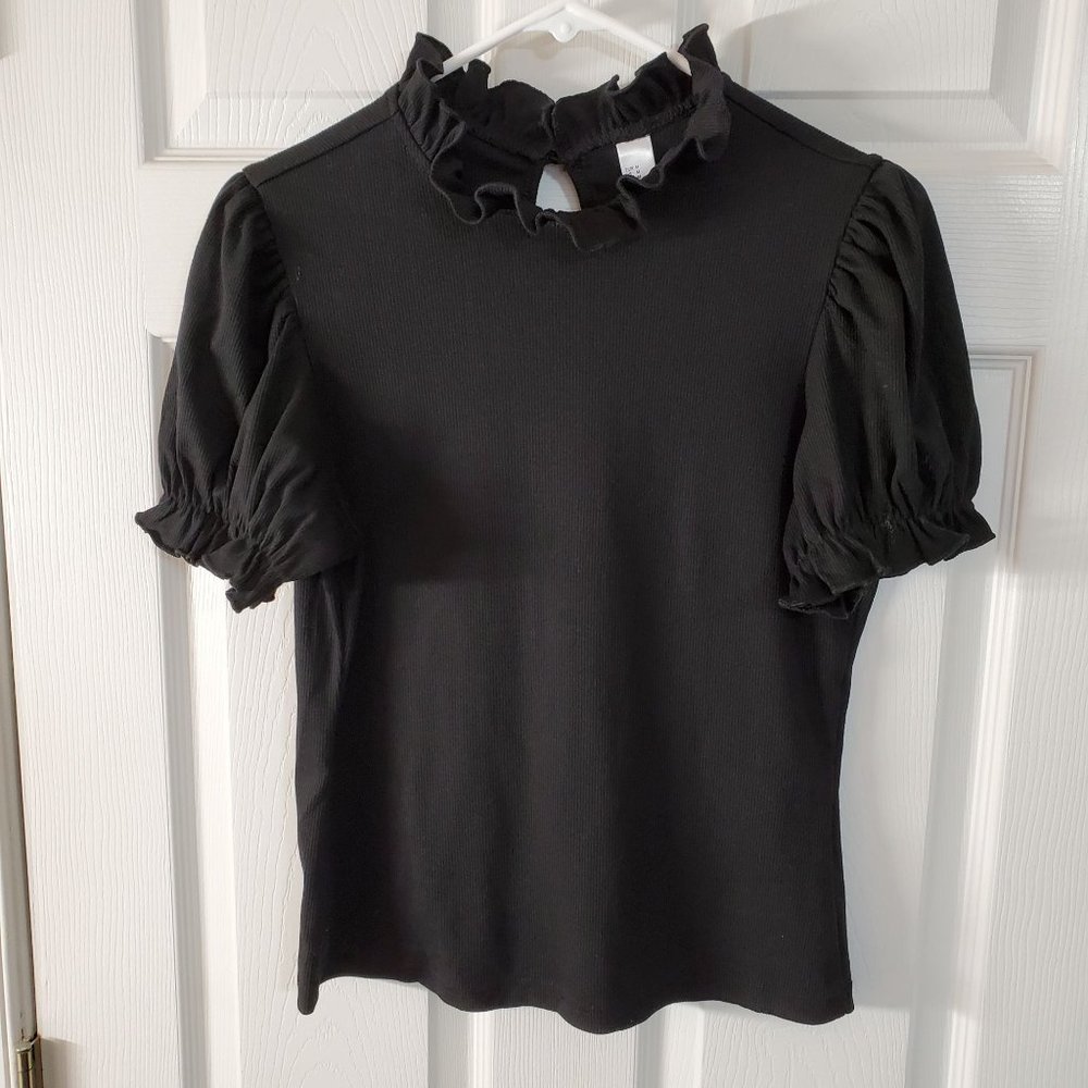 Black Ruffled Top Size Med